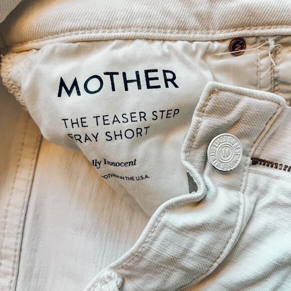 Mother Superior The Teaser Step Fray Denim Shorts in Totally Innocent - Picture 5 of 5